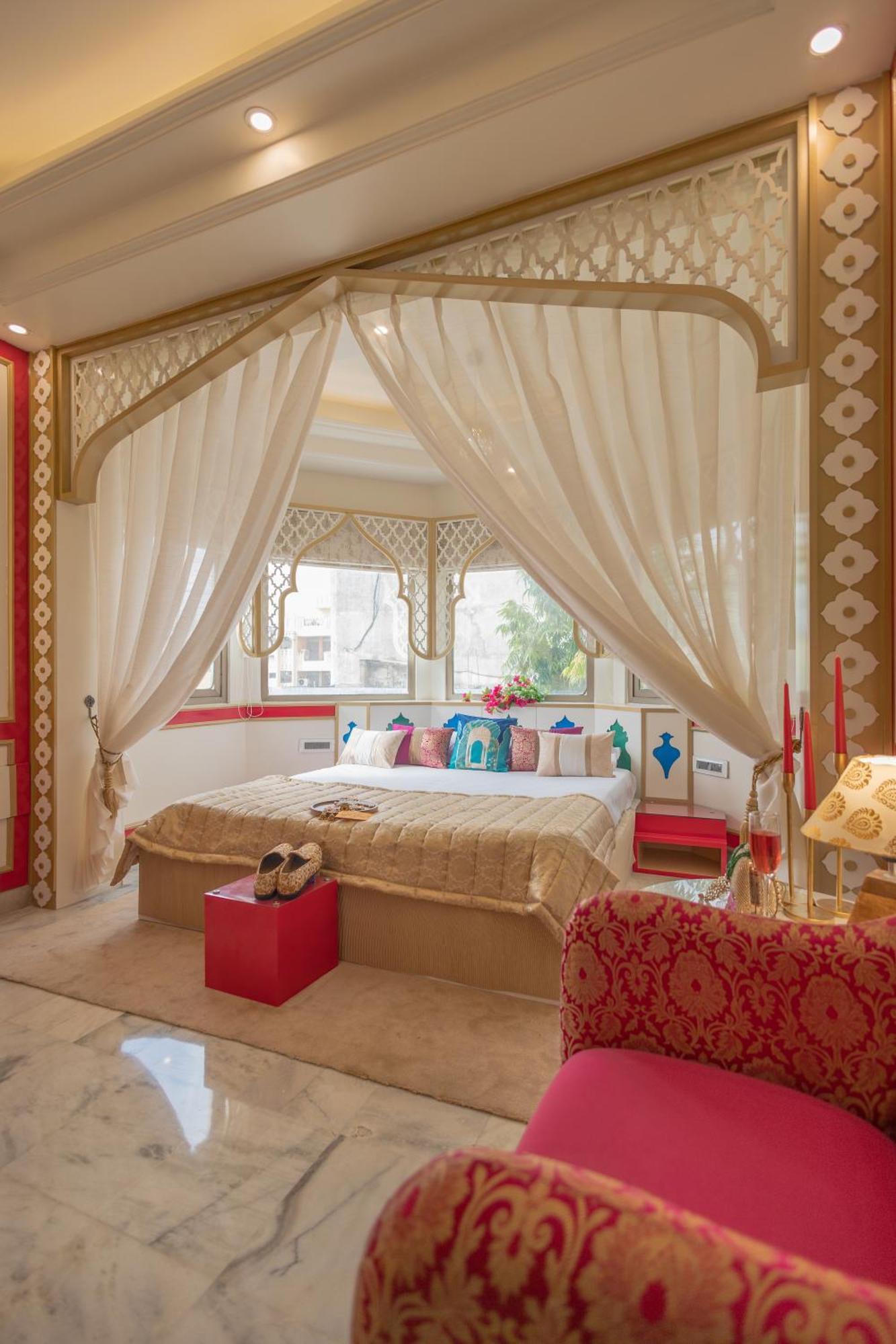 Mughal Heritage Room with 180 degree city view & Designer bed: Enjoy 10% off on - F&B, Spa, car Hire, Complimentary Welcome Drink & Hi-Tea,( Candlelight Dinner & Room Decoration available with extra charge)